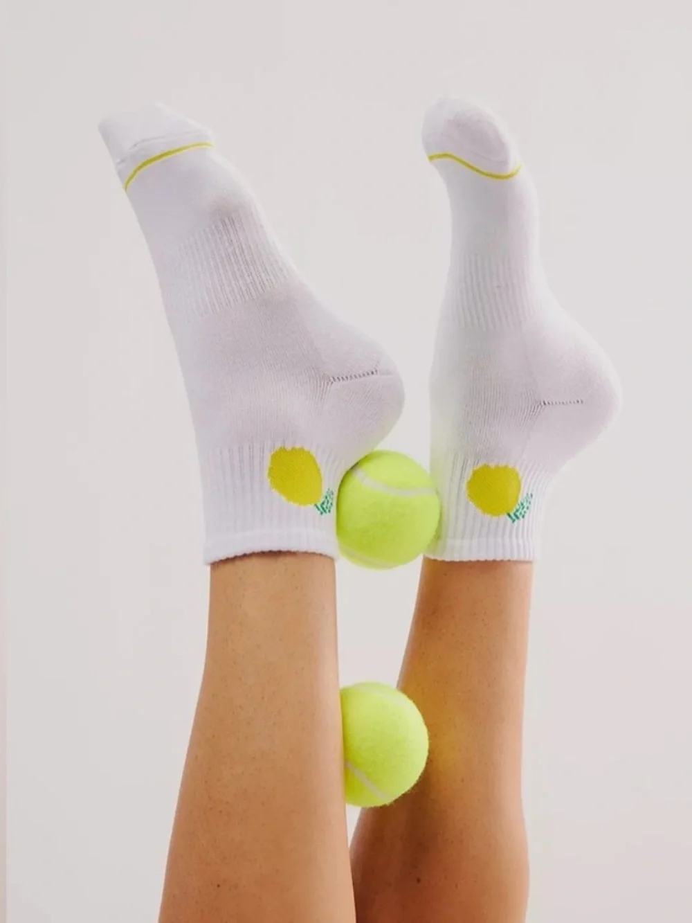 Free People Fruity Frolic Lemon Ankle Socks White Crew Retro Movement NEW NWT